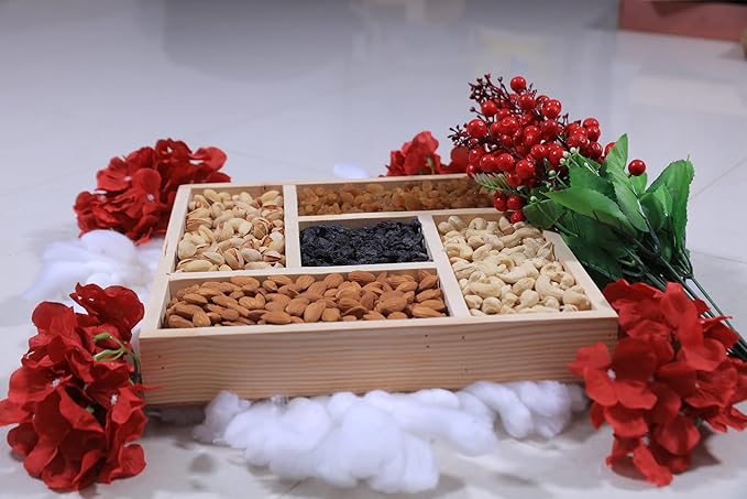 Pinewood Dry Fruit Tray / Wooden Hamper Basket