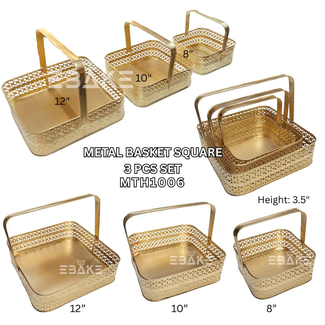 Large Metal Hamper Basket Square (Set of 3)