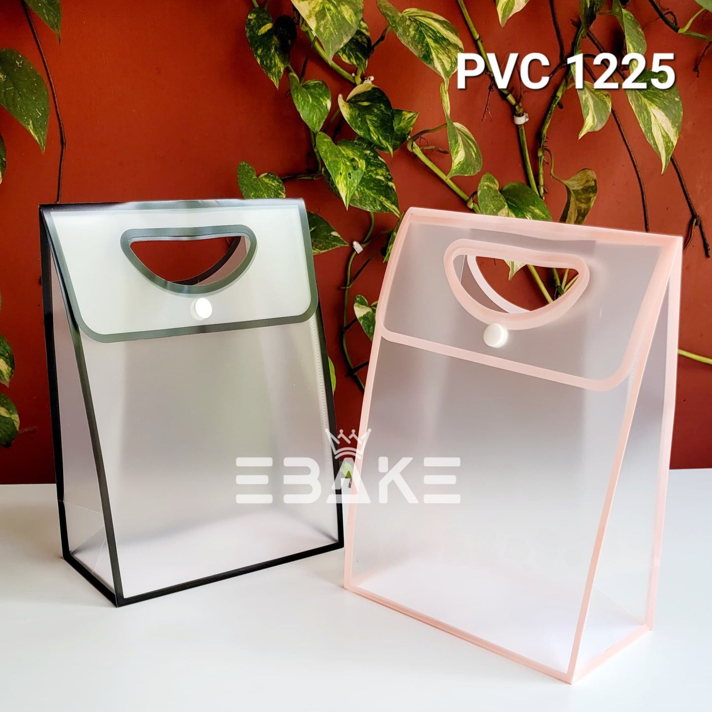 Small Frosted PVC Hamper Bag/Semi Transparent Goodie Bag (24x18x9.5cm) Set of 2 Colours