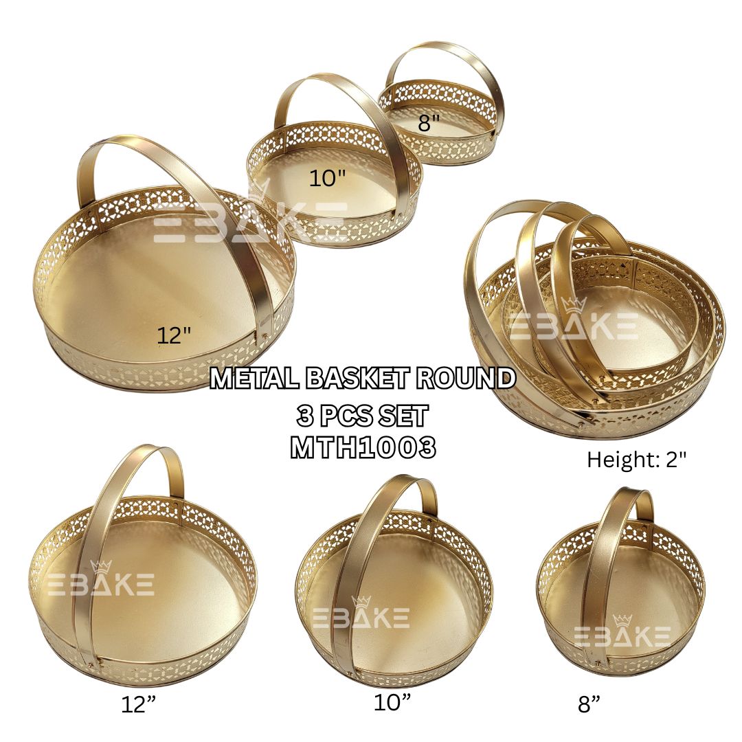 Metal Hamper Basket Round (Set of 3)