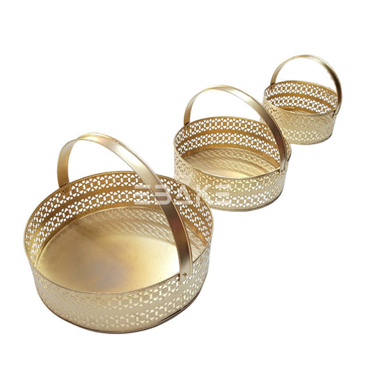 Large Metal Hamper Basket Round (Set of 3)