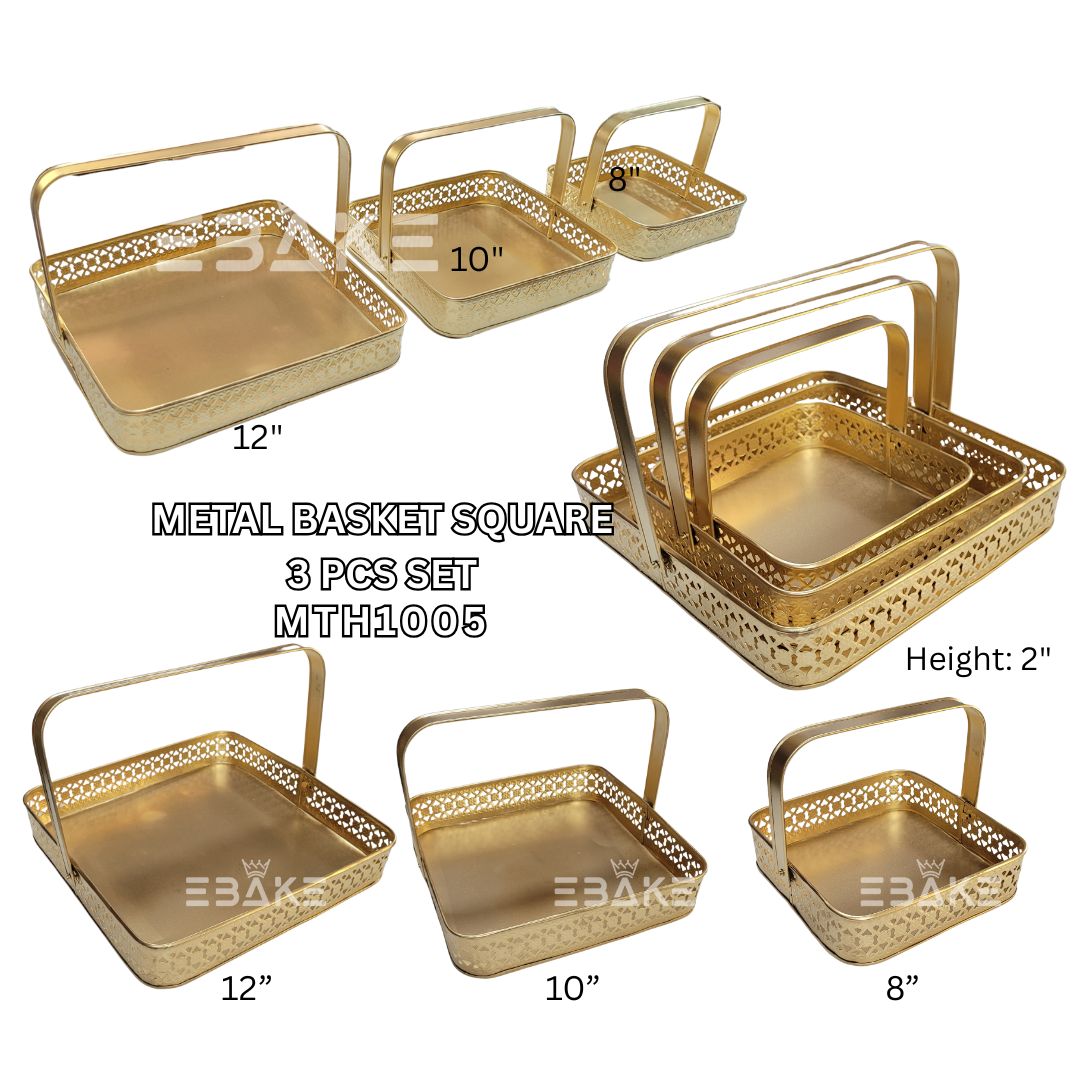 Metal Hamper Basket Square (Set of 3)